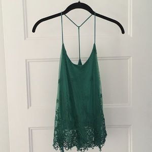 Urban Outfitters Pins & Needles Teal Lace Tank